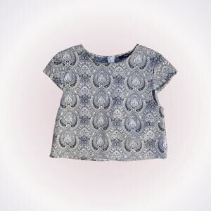 Topshop paisley blue crop top cap sleeve | Sz S